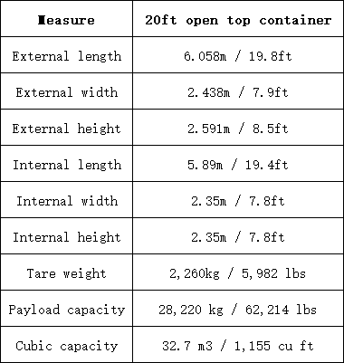 20-foot open-top container