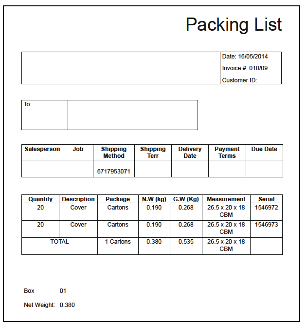 What is a packing list?