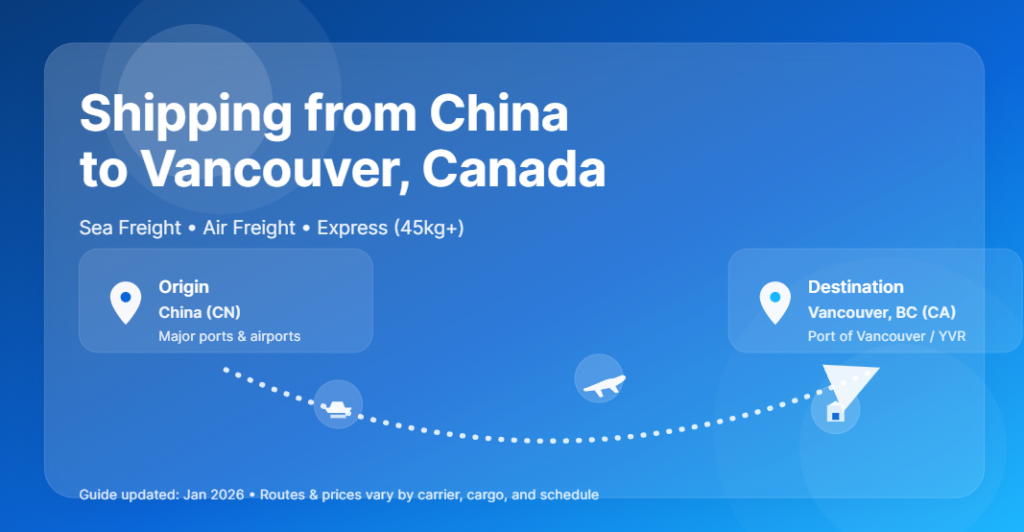 Shipping from China to Vancouver Canada