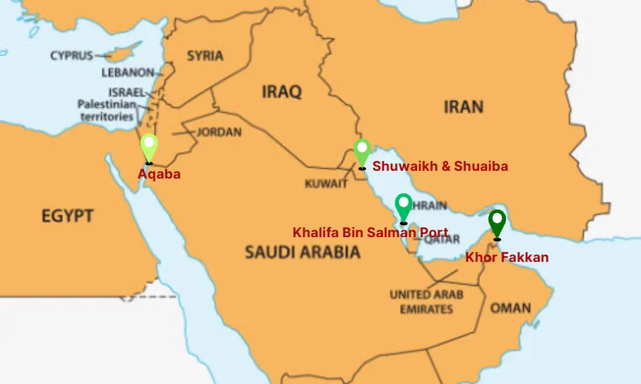 Jordan, Kuwait & Bahrain — Other Key Regional Ports